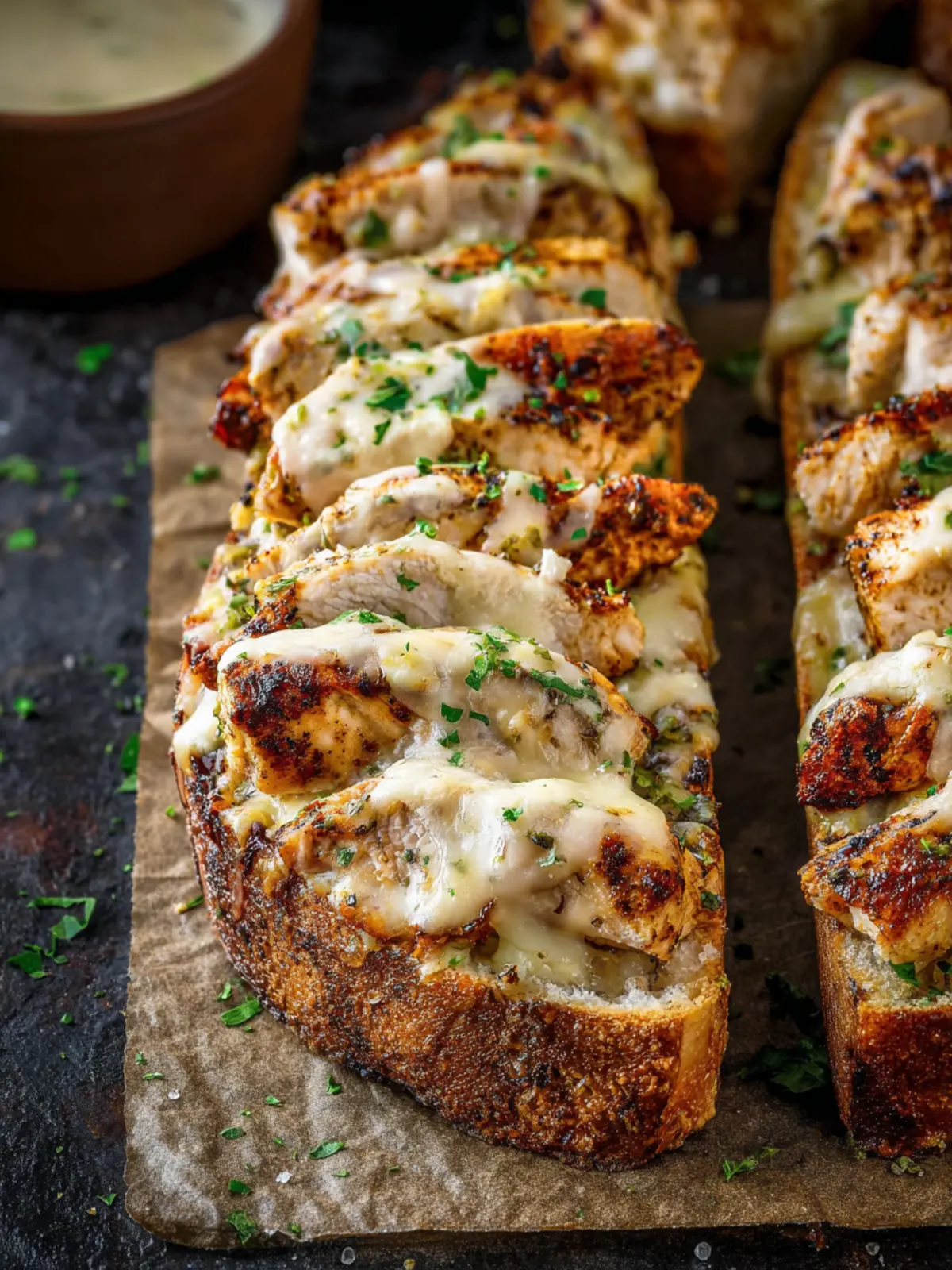 Blackened Chicken Alfredo Garlic Bread First Image