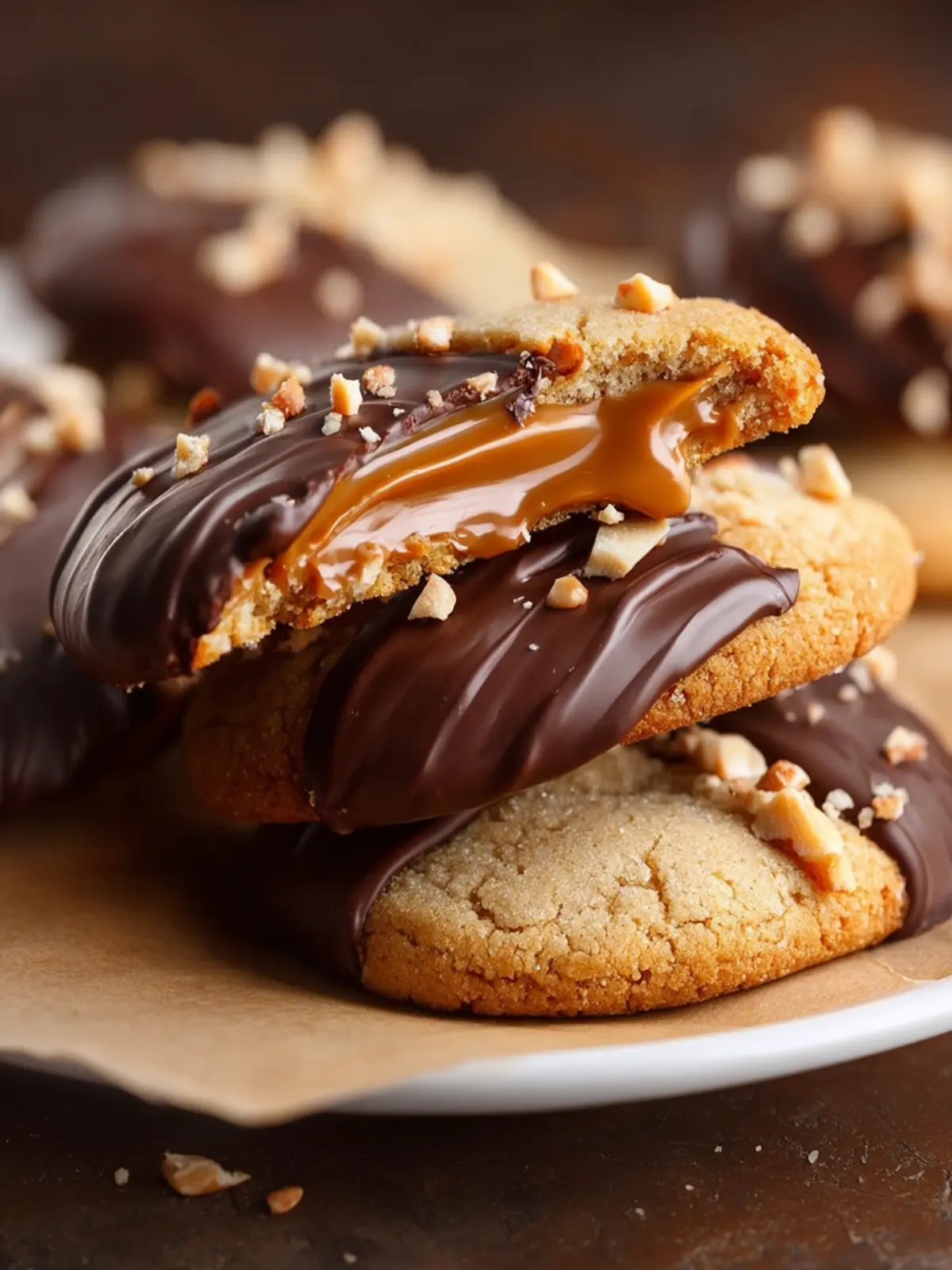 Chocolate Dipped Toffee Cookies First Image