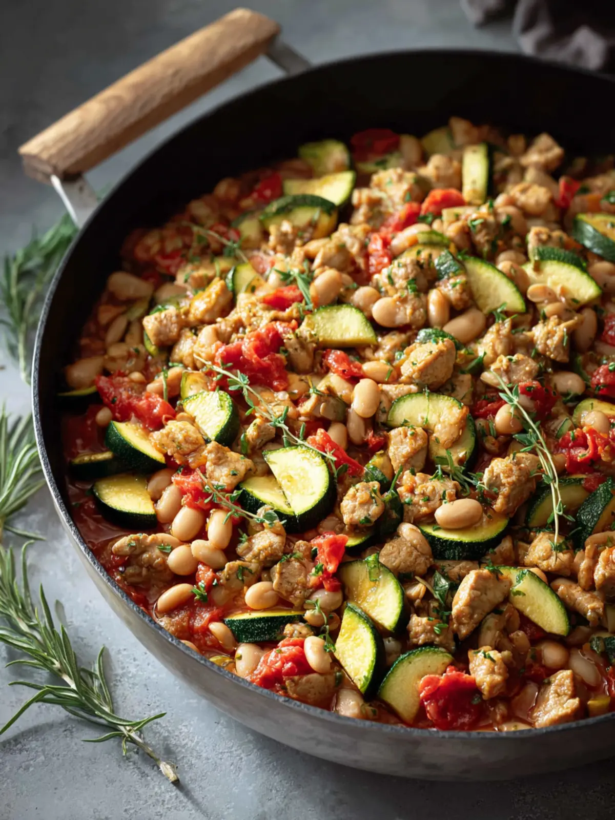 Turkey Skillet with Zucchini and White Beans First Image