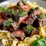 Steak Bites with Pesto Pasta Recipe First Image
