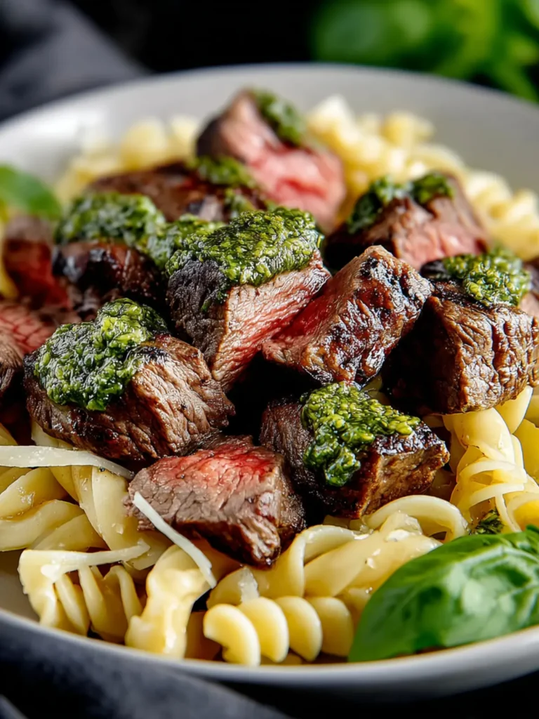 Steak Bites with Pesto Pasta Recipe First Image