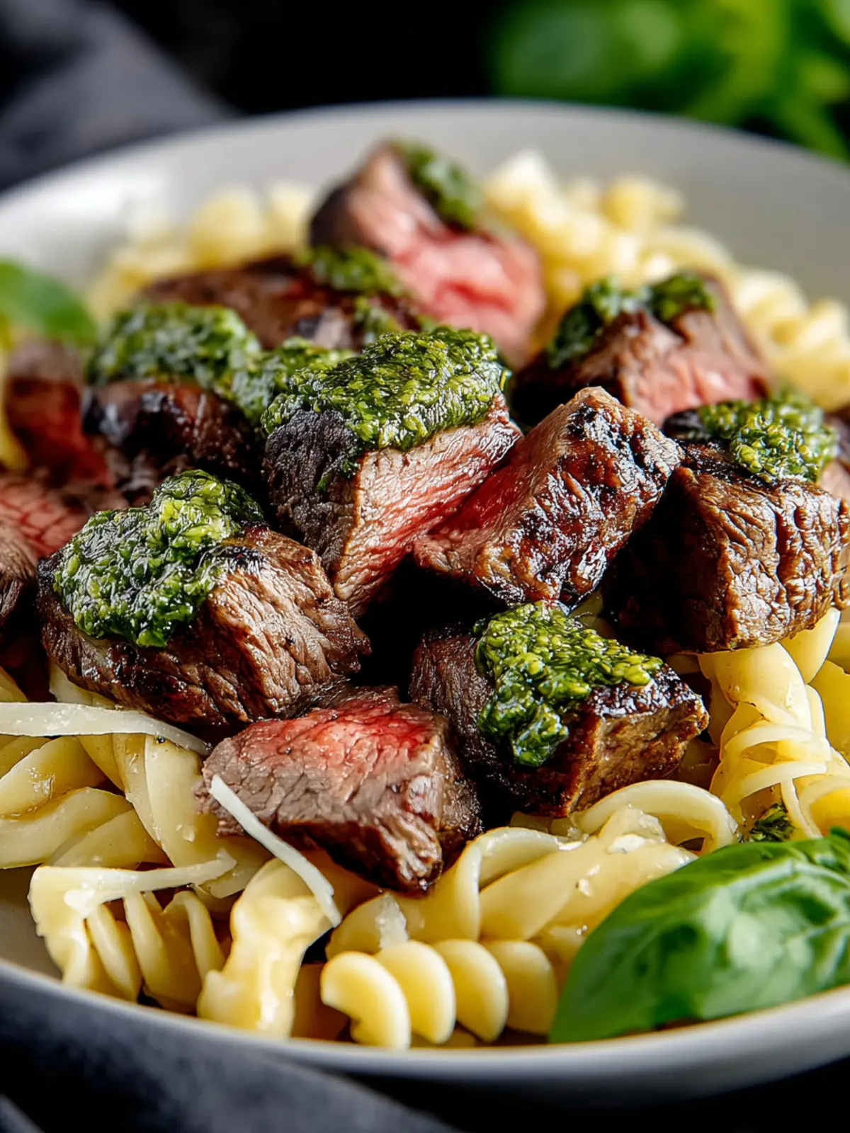 Steak Bites with Pesto Pasta Recipe First Image