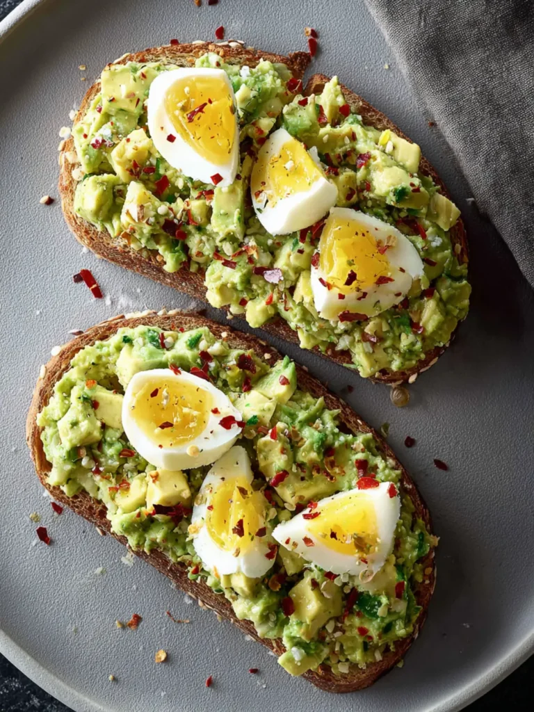 Smashed Avocado Toast with Egg and Red Pepper Flakes First Image
