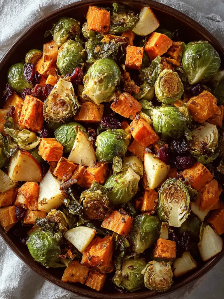 Roasted Brussels Sprouts, Sweet Potatoes and Apple First Image