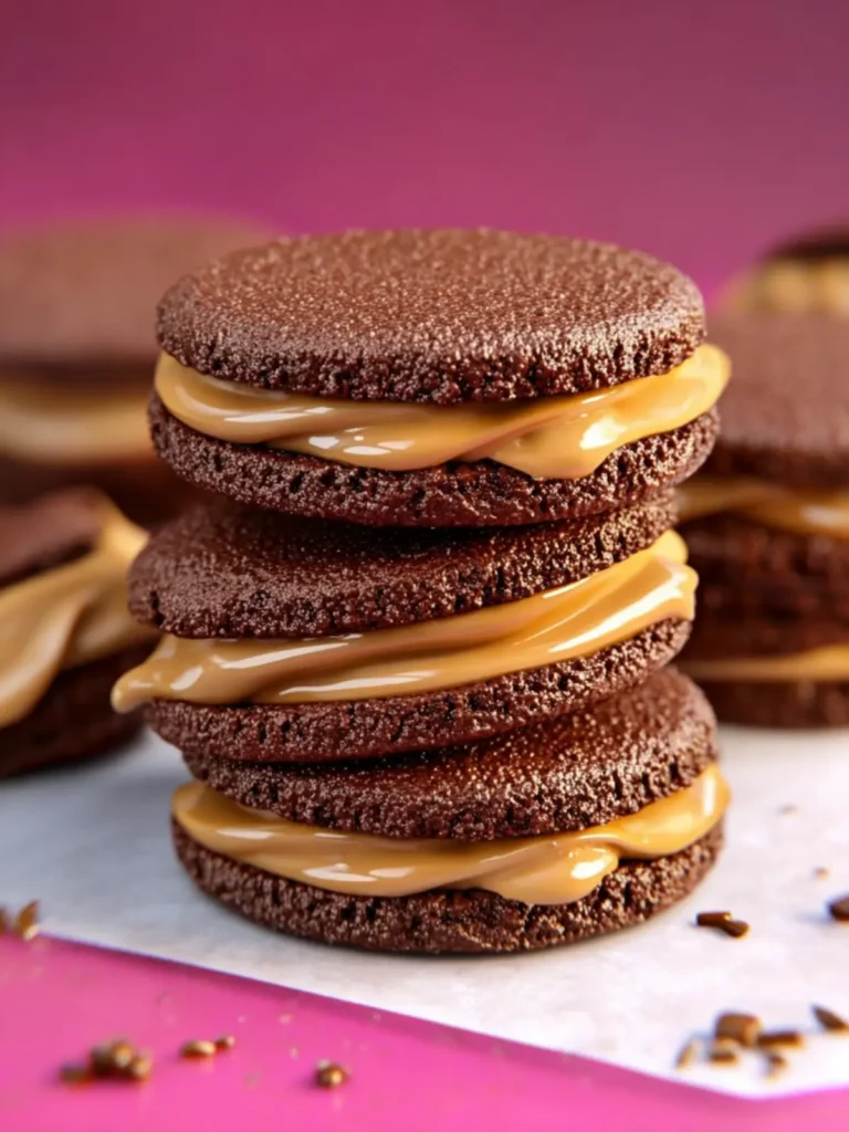 Chocolate Caramel Sandwich Cookies First Image