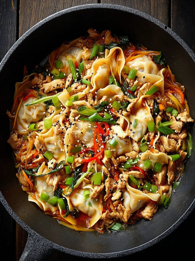 Gyoza Noodle Chicken Skillet First Image
